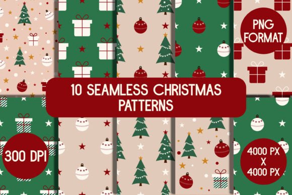 10 Seamless Christmas Patterns 300 Dpi