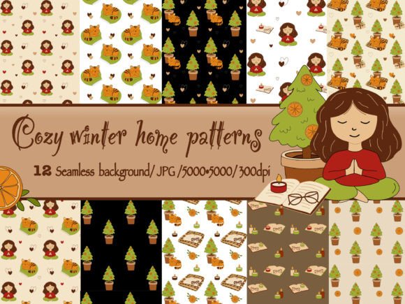 12 Cozy Winter Home Seamless Patterns