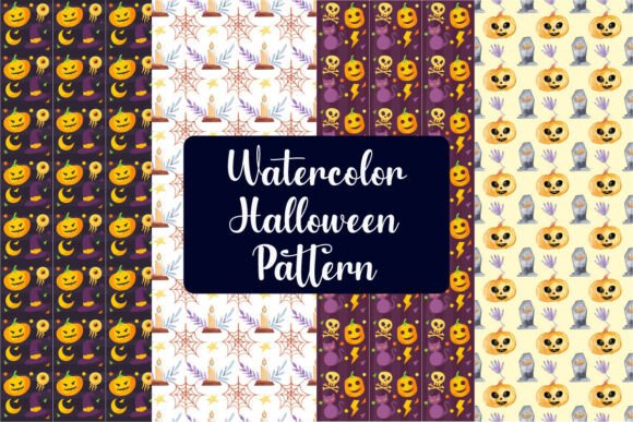 4 Halloween Seamless Patterns