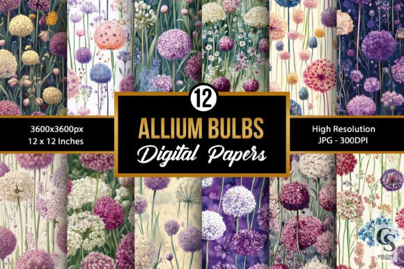 Allium Bulbs Floral Seamless Patterns