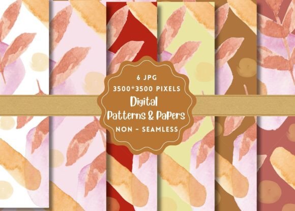 Boho Leaves Digital Paper Patterns