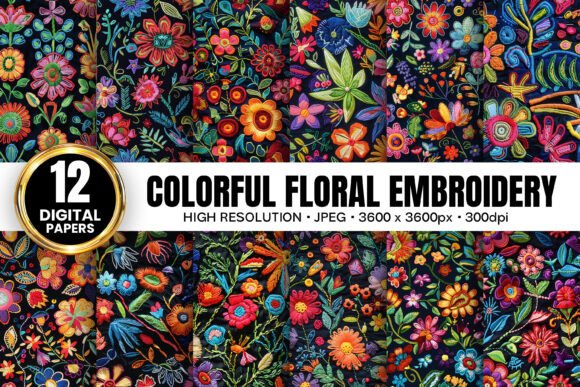 Colorful Embroidered Floral Patterns