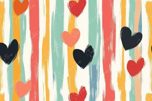 Colorful Heart Patterns on a Striped
