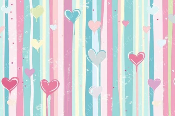 Colorful Heart Patterns on Striped