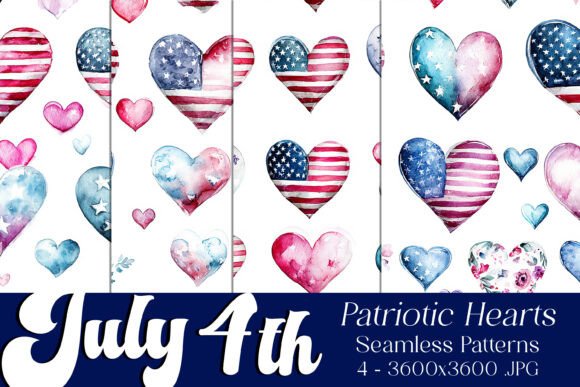 Elevate Your Patriotic Designs with July 4th Hearts Seamless Patterns S3