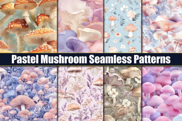 Pastel Mushroom Seamless Patterns: A Versatile Resource for Creative Projects