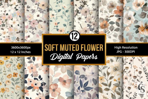Soft Muted Flowers Seamless Patterns