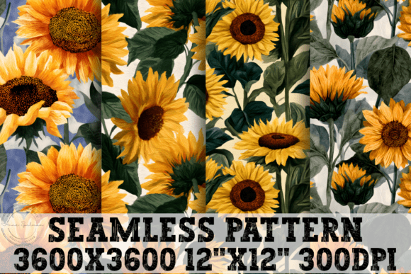 Sunflowers Set of Seamless Patterns