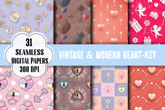 Unlocking the Charm of Vintage Modern Heart-Key Patterns