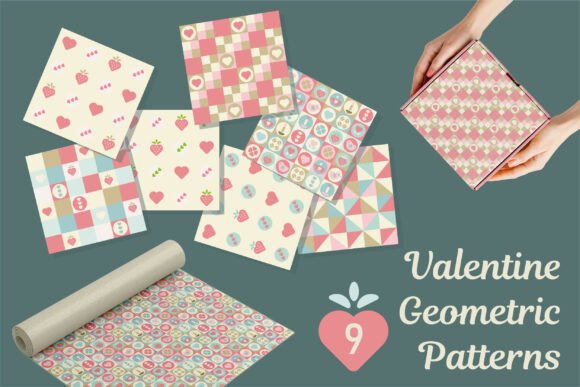 Valentine Geometric Patterns Set