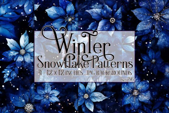 Watercolor Winter Snowflake Patterns 36
