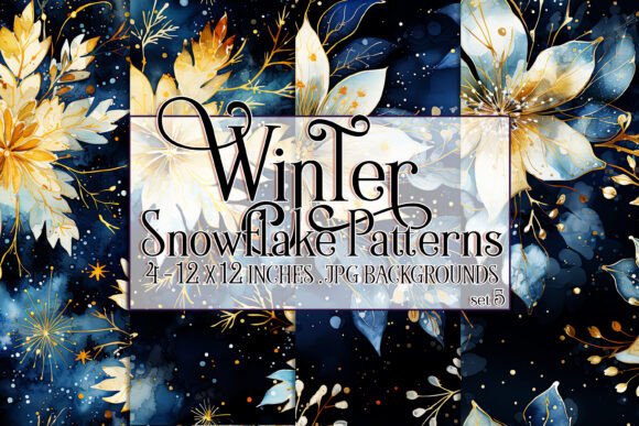 Watercolor Winter Snowflake Patterns 5