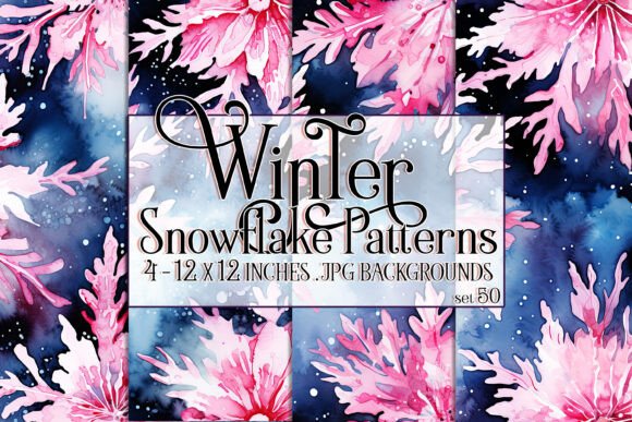 Watercolor Winter Snowflake Patterns 50: Elevating Your Creative Projects with Seamless Digital Art