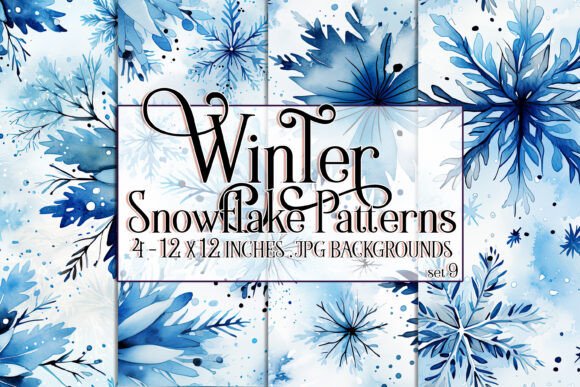 Watercolor Winter Snowflake Patterns 9